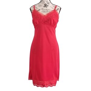 70s Red Night Gown With Mesh And Lace